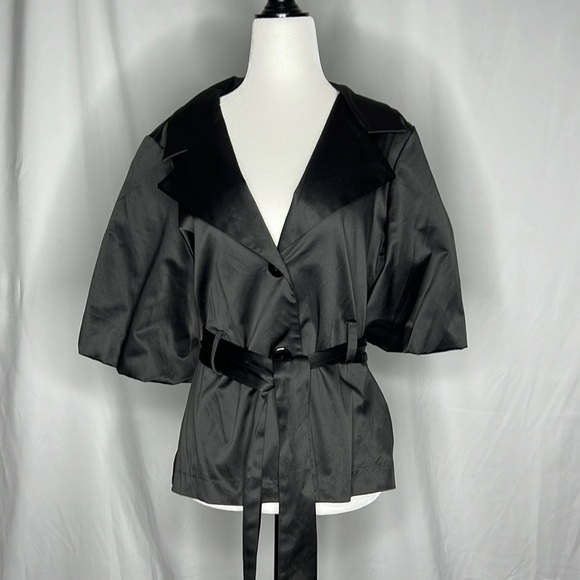 Vintage Abria black satin belted blazer - Picture 2 of 13